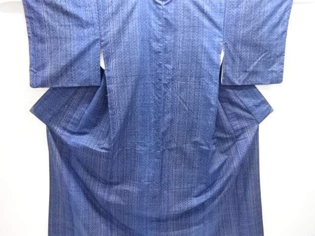 JAPANESE KIMONO / STRIPED KASURI-PATTERNED TSUMUGI KIMONO